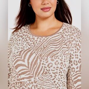 ALFRED DUNNER, WOMENS, ANIMAL PRINT, PULLOVER SWEATER. SIZE S